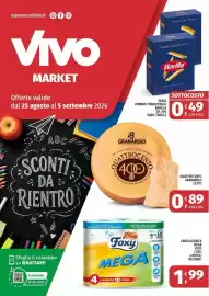 Volantino Vivo Supermercati Pagina 1: Carta igienica mega Foxy €1,99, Pasta formati tradizionali Barilla €0,49