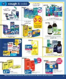 Clicks catalogue Page 11: Borstol Cough Remedy €43,99, Medi Soothe Vitamin C, Lemon & Ginger €55,99