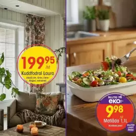 EKO reklamblad Sida 1: Matlåda €9,98, Kuddfodral Laura €199,95