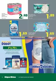 Folleto HiperDino Página 38: Scottex papel higiénico original €2,49, Lord care rollo de papel de cocina €1,89