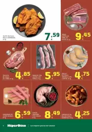 Folleto HiperDino Página 6: Jamoncito de aila de pollo barbacoa €4,25, Conejo troceado con cabeza €8,49