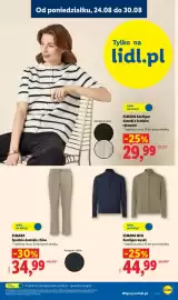 Lidl gazetka tydzień 35 Strona 21: ESMARA Spodnie damskie chino €34,99, ESMARA Kardigan damski z krótkim rękawem €29,99