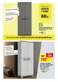 Catálogo Leroy Merlin Página 22: Home - armario escobero de resina scquoia gris €115,00, Armario alto baldas de resina €69,95