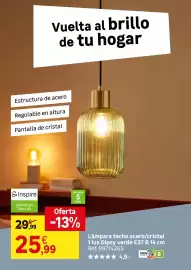 Catálogo Leroy Merlin Página 35: Cristal - lámpara techo acero/cristal 1uz lipplay verde €25,99