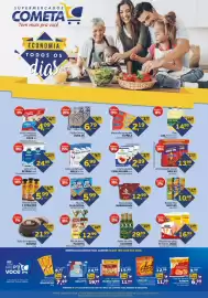 Encarte Cometa Supermercados Página 1: Creme de leite piracanjuba €2,89, Leite condensado Moça €6,99