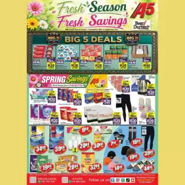 A5 Cash & Carry catalogue Page 1: Case Mix Macaroni €12,00, Exello Washing Powder €39,99