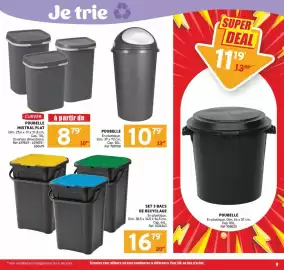 Catalogue Trafic semaine 35 page 9: SET 3 BACS DE RECYCLAGE €16,79, CURVER POUBELLE MISTRAL FLAT €8,79