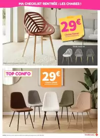 Catalogue Conforama page 16: Chaise cotè €29,00, Chaise flower €29,00
