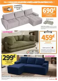 Catalogue Conforama page 40: Canapé déplimousse 3 places compressé €459,00, Conforama Canapé d'angle design compressé €690,00