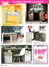Catalogue Conforama page 67: Bureau d'angle 4 niches €89,00, BUREAU 1 PORTE/ 3 TIROIRS/ 1 NICHE €129,00