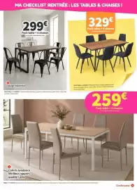 Catalogue Conforama page 7: Table + 6 chaises €329,00, Pack table + 6 chaises €299,00