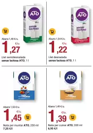 Folleto BonpreuEsclat Página 100: Llet desnatada sense lactosa ATO €1,22, Nata per muntar ATO €1,45