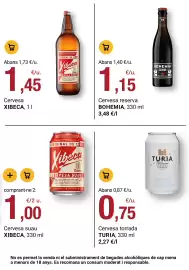 Folleto BonpreuEsclat Página 105: Bohemia cervesa reserva €1,15, Turia cerveza torrada €0,75