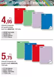 Folleto BonpreuEsclat Página 15: Abacus llibreta d'espirals €4,95, Abacus llibreta d'espirals A4 quadriculada €5,75