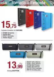 Folleto BonpreuEsclat Página 17: Oxford Carpeta d'anelles A4 €15,75, Estoig EASTPAK €13,99