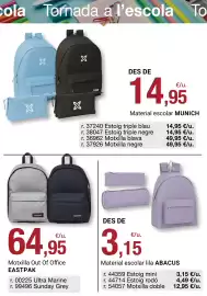 Folleto BonpreuEsclat Página 19: Eastpak motxilla out of office €64,95, Material escolar MUNICH €14,95