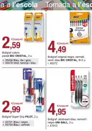 Folleto BonpreuEsclat Página 4: Bic cristal original €4,49, Uni-ball jetstream sport €4,95