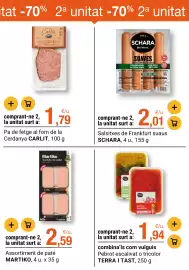 Folleto BonpreuEsclat Página 49: Terra i tast pebrot escalivat o tricolor €1,94, Schara salsitxes de frankfurt suaus €2,01