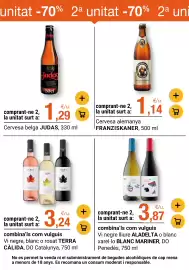Folleto BonpreuEsclat Página 56: Franziskaner cervesa alemanya €1,14, Cervesa belga JUDAS €1,29