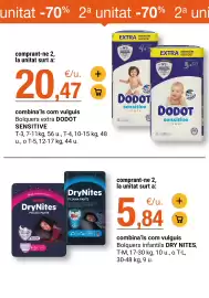 Folleto BonpreuEsclat Página 62: Dodot sensitive €20,47, Huggies DryNites Pyjama Pants €5,84