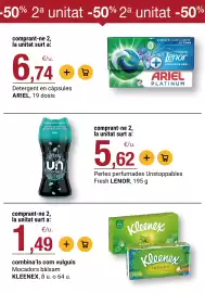 Folleto BonpreuEsclat Página 81: Kleenex Mocadors balsam €1,49, Lenor Perles perfumades Unstoppables Fresh €5,62