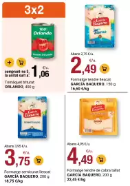 Folleto BonpreuEsclat Página 98: García Baquero formatge tendre de cabra tallat €4,49