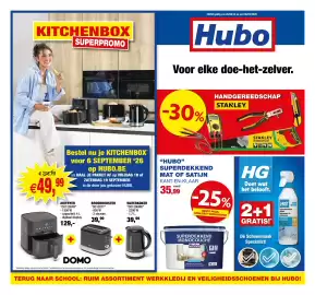 Hubo folder Pagina 1: Waterkoker domo €39,99, Superdekkend monocouche €35,99