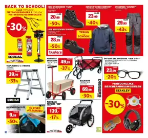 Hubo folder Pagina 13: Werkbroek comfort €29,99, Trapladder 2 x 3 treden aluminium €39,99
