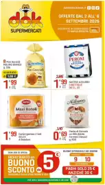 Volantino Supermercati Dok settimana 36 Pagina 1: Carta Igienica 2 Veli SELEX €1,99, Peroni Nastro Azzurro €1,99