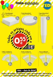 Catálogo TEDi Página 14: Faca reutilizável €0,48, Guardanapos €0,50
