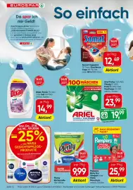 Eurospar Flugblatt Seite 12: Dixan Gel €14,99, Pampers Baby-Dry Windeln €25,99