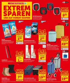 Interspar Flugblatt Seite 15: Splendid Feuchte Reinigungstücher €1,99, NEW YORK Softschalen-Koffer »Comfort« €49,90