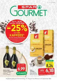 SPAR Gourmet Flugblatt Seite 1: Julius Meinl Jubiläum €8,24, Astoria Galie Prosecco Treviso €6,99