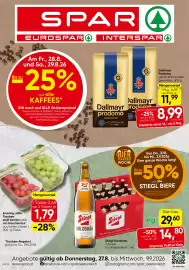 Spar Flugblatt Seite 1: Dallmayr prodomo €8,99, Stiegl Goldbräu €29,60