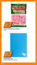 Action Flugblatt woche 35 Seite 2: Haribo Chamallows Rubino €1,29, Schreibheft A4 €0,82