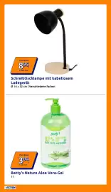 Action Flugblatt woche 35 Seite 30: Betty's Nature Aloe Vera-Gel €3,94, Schreibtischlampe mit kabellosem Ladegerät €8,95