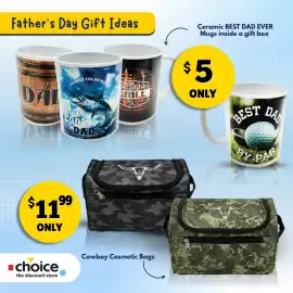 Choice The Discount Store catalogue week 35 Page 8: Ceramic BEST DAD EVER Mugs €5,00, Cowboy Cosmetic Bags €11,99