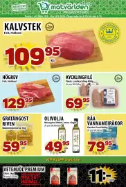 Matvärlden Tensta reklamblad vecka 38 Sida 1: HÖGREV €129,95, RÅA VANNAMEIRÄKOR €79,95