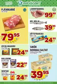 Matvärlden Tensta reklamblad vecka 38 Sida 2: LAMMFRAMDEL €99,95, HALLOUMI €22,95