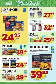Matvärlden Tensta reklamblad vecka 38 Sida 7: FISKPINNAR €39,95, FISH AND CRISP €24,95