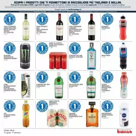 Volantino Italmark Pagina 27: Bibite in lattina Coca-Cola/Fanta/Sprite €1,98, London Dry Gin Tanqueray €0,70