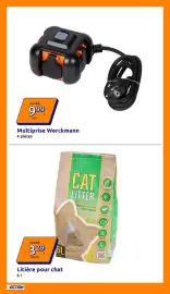 Catalogue Action semaine 35 page 17: Werckmann Multiprise €9,99, CAT LITTER €3,29