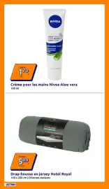 Catalogue Action semaine 35 page 24: NIVEA Crème pour les mains Aloe vera €1,79, Hotel Royal Drap-housse en jersey €5,99