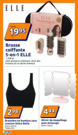 Catalogue Action semaine 35 page 9: ELLE Brosse coiffante 5-en-1 €19,95, Dolce Bella Brassière en bambou sans couture €2,98