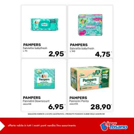 Volantino Iper Tosano settimana 35 Pagina 1: Pampers Salviette babyfresh €4,75, Pampers Pannolini Downcount assortiti €6,95