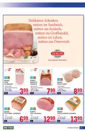 Metro Flugblatt Seite 15: Berger Pfefferoni-Leberkäse €6,99, Berger Feine Extrawurst €3,99