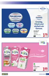 Metro Flugblatt Seite 17: Joya Mandeldrinks €1,89, Philadelphia Frischkäse €1,79