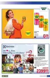 Metro Flugblatt Seite 27: Electrolux Professional Gewerbe-Waschmaschine MYPRO „WE1100P“ XL €2.399,00, Schartner Bombe €0,38