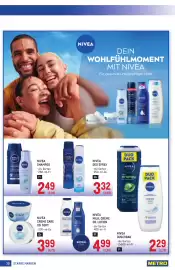Metro Flugblatt Seite 30: NIVEA Milk, Creme Od. Lotion €4,99, NIVEA Creme Care Od. Soft €3,99