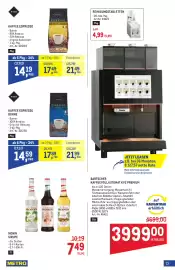 Metro Flugblatt Seite 13: Kaffee Espresso €14,19, Bartscher Kaffeevollautomat KV2 Premium €3.999,00